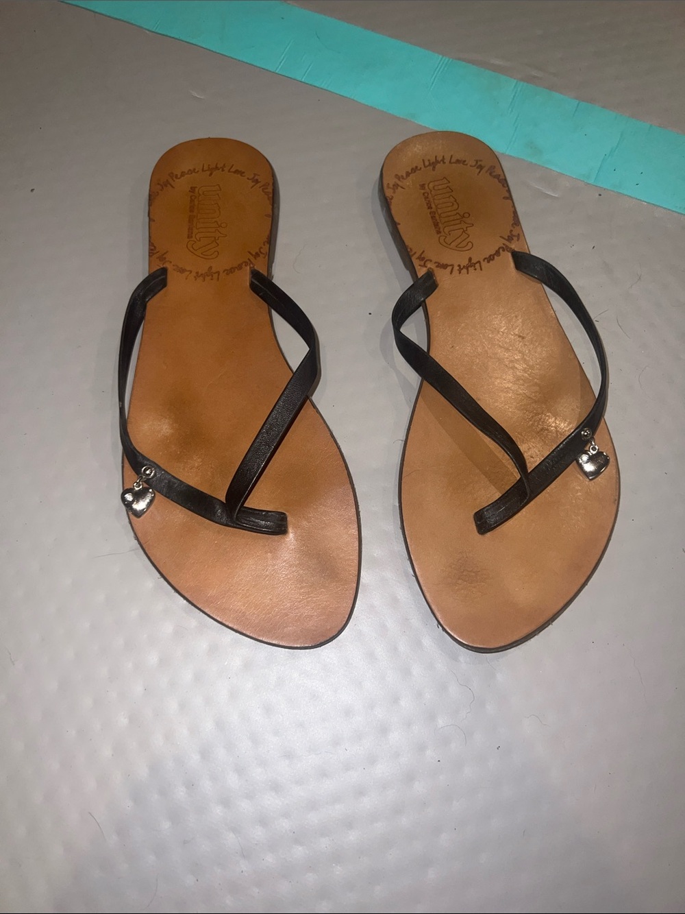 Women’s Black Strappy Leather Slide Sandals with Heart Charm